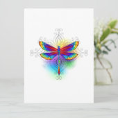 Rainbow Polygonal Dragonfly Feiertagskarte (Stehend Vorderseite)