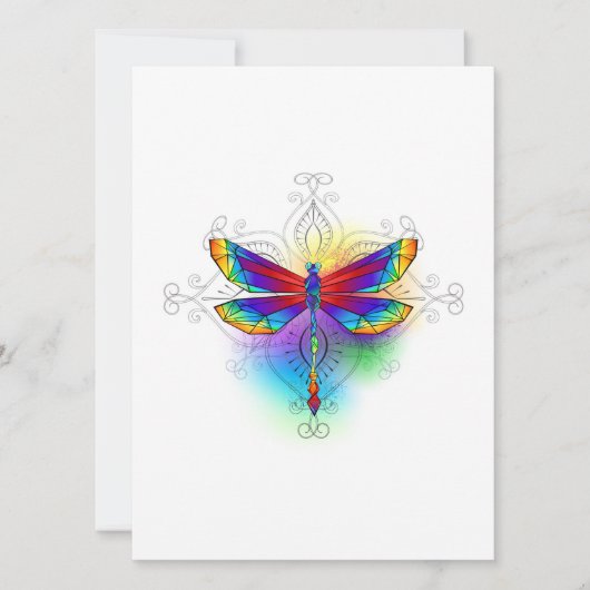 Rainbow Polygonal Dragonfly Feiertagskarte (Vorderseite)