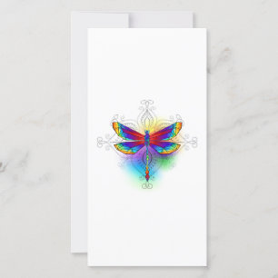 Rainbow Polygonal Dragonfly Feiertagskarte