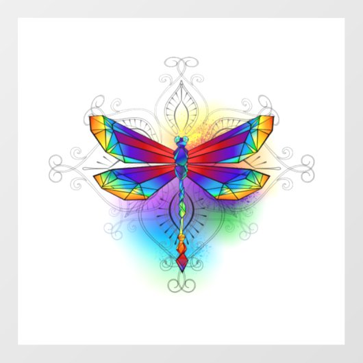 Rainbow Polygonal Dragonfly Fensteraufkleber (Blatt)