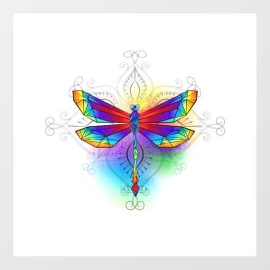 Rainbow Polygonal Dragonfly Fensteraufkleber (Blatt)