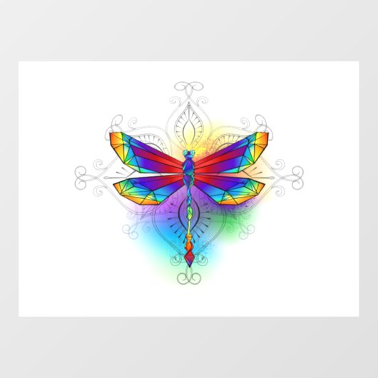Rainbow Polygonal Dragonfly Fensteraufkleber (Blatt)