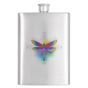 Rainbow Polygonal Dragonfly Flachmann