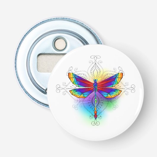 Rainbow Polygonal Dragonfly Flaschenöffner (Vorderseite)