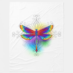 Rainbow Polygonal Dragonfly Fleecedecke