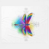 Rainbow Polygonal Dragonfly Fleecedecke (Vorderseite (Horizontal))