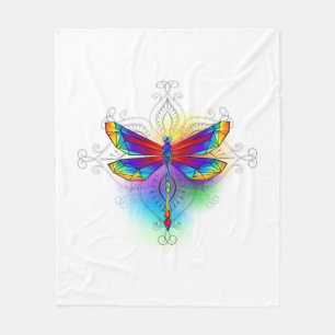 Rainbow Polygonal Dragonfly Fleecedecke