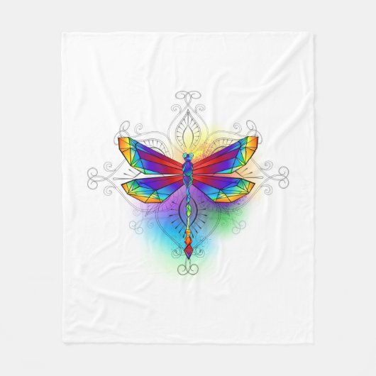 Rainbow Polygonal Dragonfly Fleecedecke (Vorderseite)