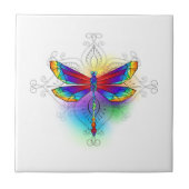 Rainbow Polygonal Dragonfly Fliese (Vorderseite)