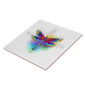Rainbow Polygonal Dragonfly Fliese (Seite)