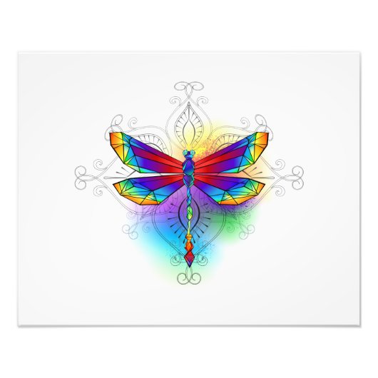 Rainbow Polygonal Dragonfly Fotodruck (Vorne)