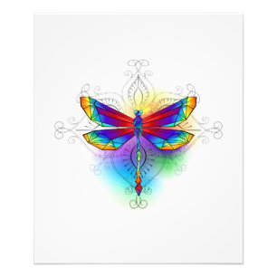 Rainbow Polygonal Dragonfly Fotodruck