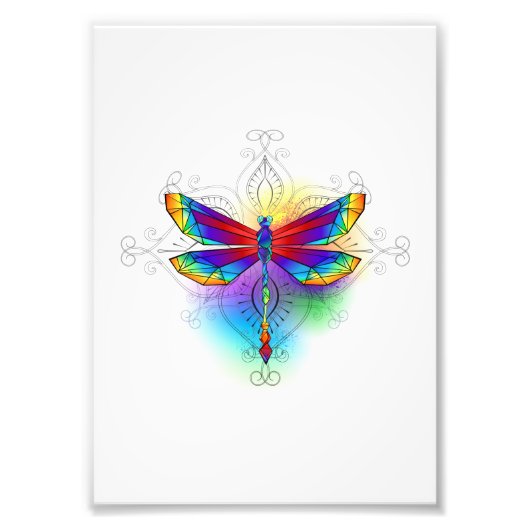 Rainbow Polygonal Dragonfly Fotodruck (Vorne)