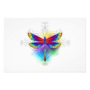 Rainbow Polygonal Dragonfly Fotodruck