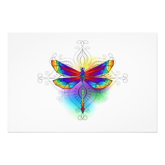 Rainbow Polygonal Dragonfly Fotodruck (Vorne)