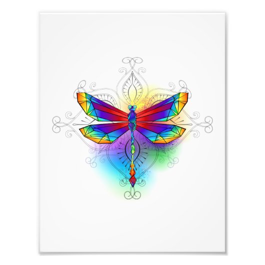 Rainbow Polygonal Dragonfly Fotodruck (Vorne)