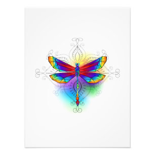 Rainbow Polygonal Dragonfly Fotodruck
