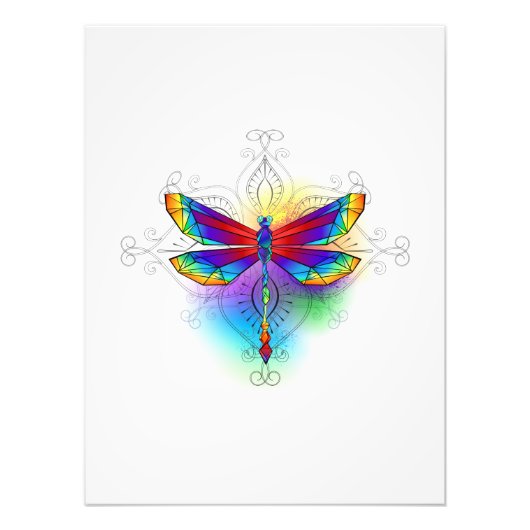 Rainbow Polygonal Dragonfly Fotodruck (Vorne)