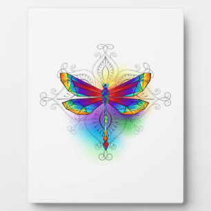 Rainbow Polygonal Dragonfly Fotoplatte