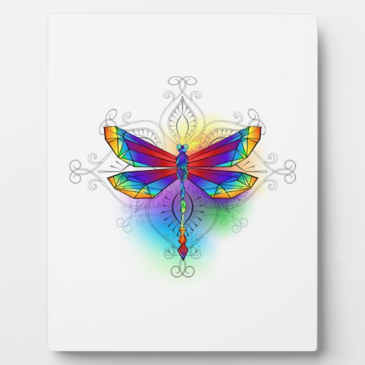Rainbow Polygonal Dragonfly Fotoplatte (Vorderseite)