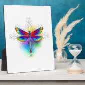Rainbow Polygonal Dragonfly Fotoplatte (Seite)