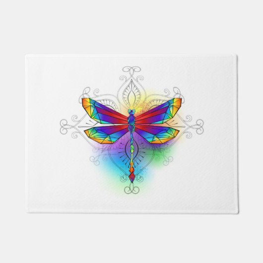 Rainbow Polygonal Dragonfly Fußmatte (Vorderseite)