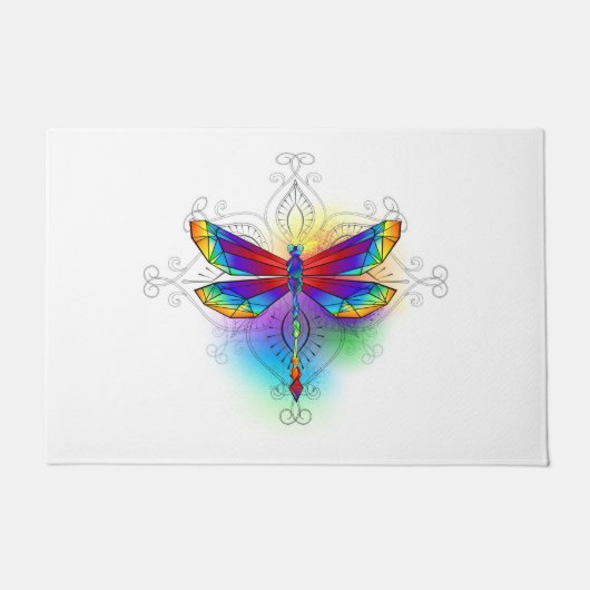 Rainbow Polygonal Dragonfly Fußmatte (Vorderseite)