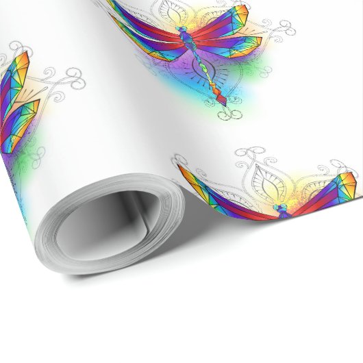 Rainbow Polygonal Dragonfly Geschenkpapier (Rolleneckpunkt)