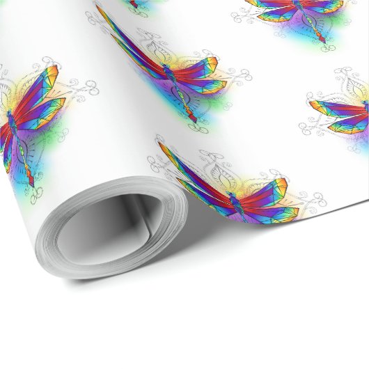 Rainbow Polygonal Dragonfly Geschenkpapier (Rolleneckpunkt)