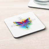 Rainbow Polygonal Dragonfly Getränkeuntersetzer (Linke Seite)