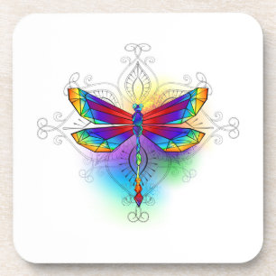 Rainbow Polygonal Dragonfly Getränkeuntersetzer