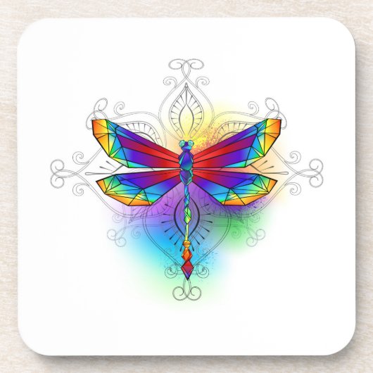 Rainbow Polygonal Dragonfly Getränkeuntersetzer (Vorderseite)