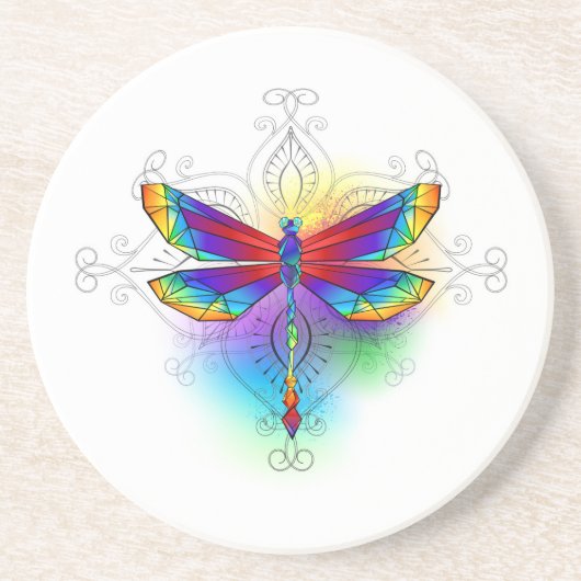 Rainbow Polygonal Dragonfly Getränkeuntersetzer (Vorne)