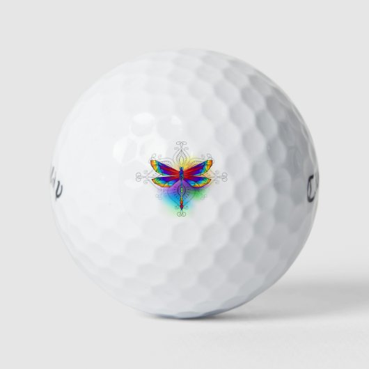Rainbow Polygonal Dragonfly Golfball (Vorderseite)