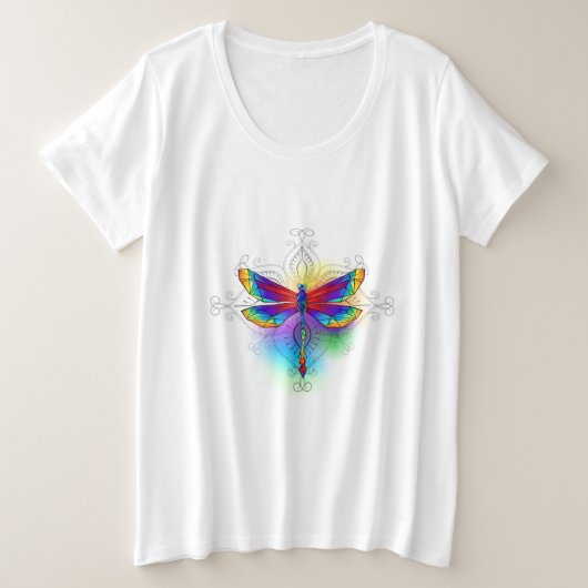 Rainbow Polygonal Dragonfly Große Größe T-Shirt (Design vorne)