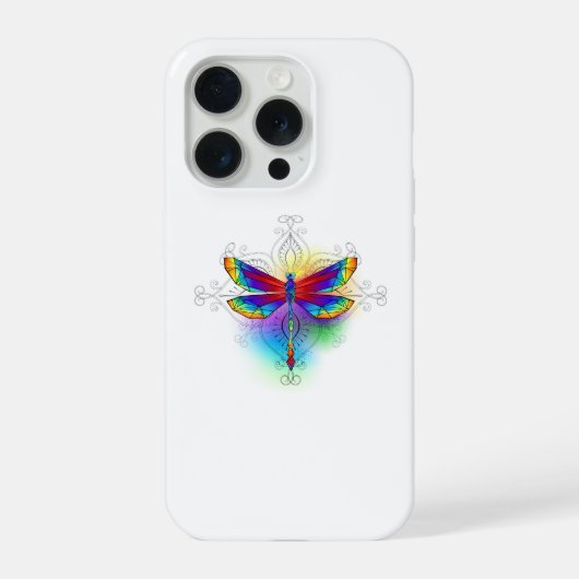 Rainbow Polygonal Dragonfly iPhone Hülle (Rückseite)