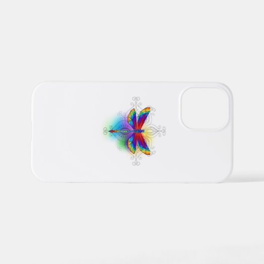 Rainbow Polygonal Dragonfly iPhone Hülle (Rückseite (Horizontal))