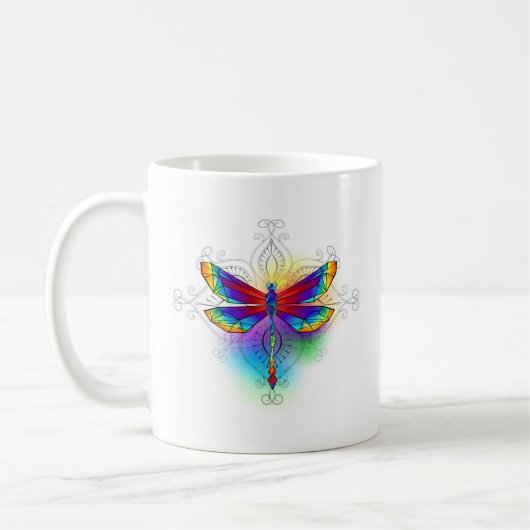 Rainbow Polygonal Dragonfly Kaffeetasse (Links)
