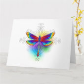 Rainbow Polygonal Dragonfly Karte (Gelbe Blume)