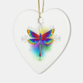 Rainbow Polygonal Dragonfly Keramik Ornament (Links)