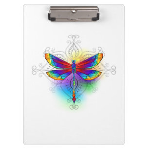 Rainbow Polygonal Dragonfly Klemmbrett