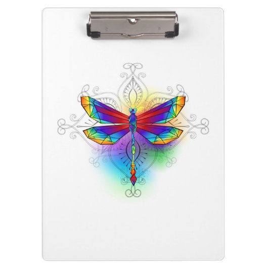 Rainbow Polygonal Dragonfly Klemmbrett (Vorderseite)