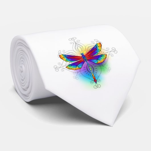 Rainbow Polygonal Dragonfly Krawatte (Gerollt)