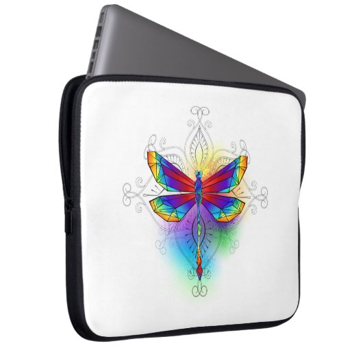 Rainbow Polygonal Dragonfly Laptopschutzhülle (Vorne Rechts)