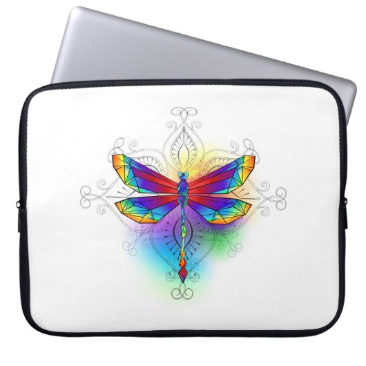 Rainbow Polygonal Dragonfly Laptopschutzhülle (Vorderseite)