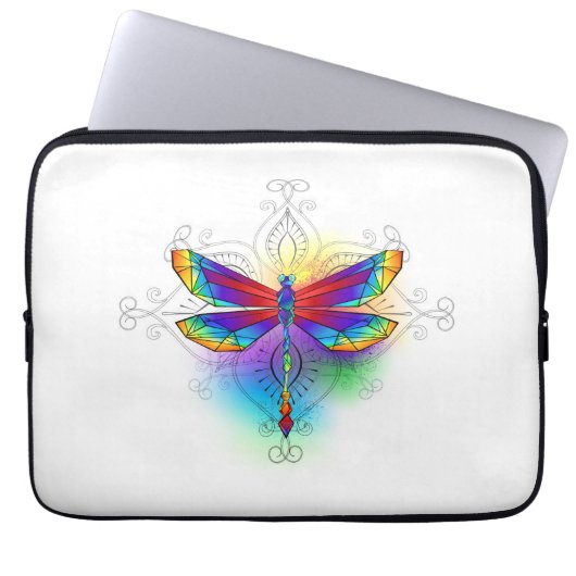 Rainbow Polygonal Dragonfly Laptopschutzhülle (Vorderseite)