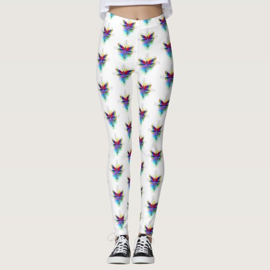 Rainbow Polygonal Dragonfly Leggings (Vorderseite)