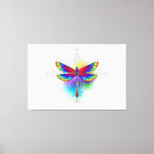 Rainbow Polygonal Dragonfly Leinwanddruck (Vorderseite)