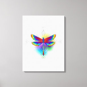 Rainbow Polygonal Dragonfly Leinwanddruck