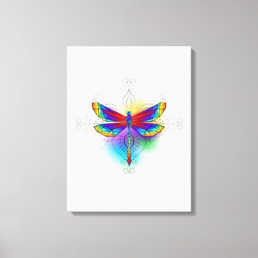 Rainbow Polygonal Dragonfly Leinwanddruck (Vorderseite)